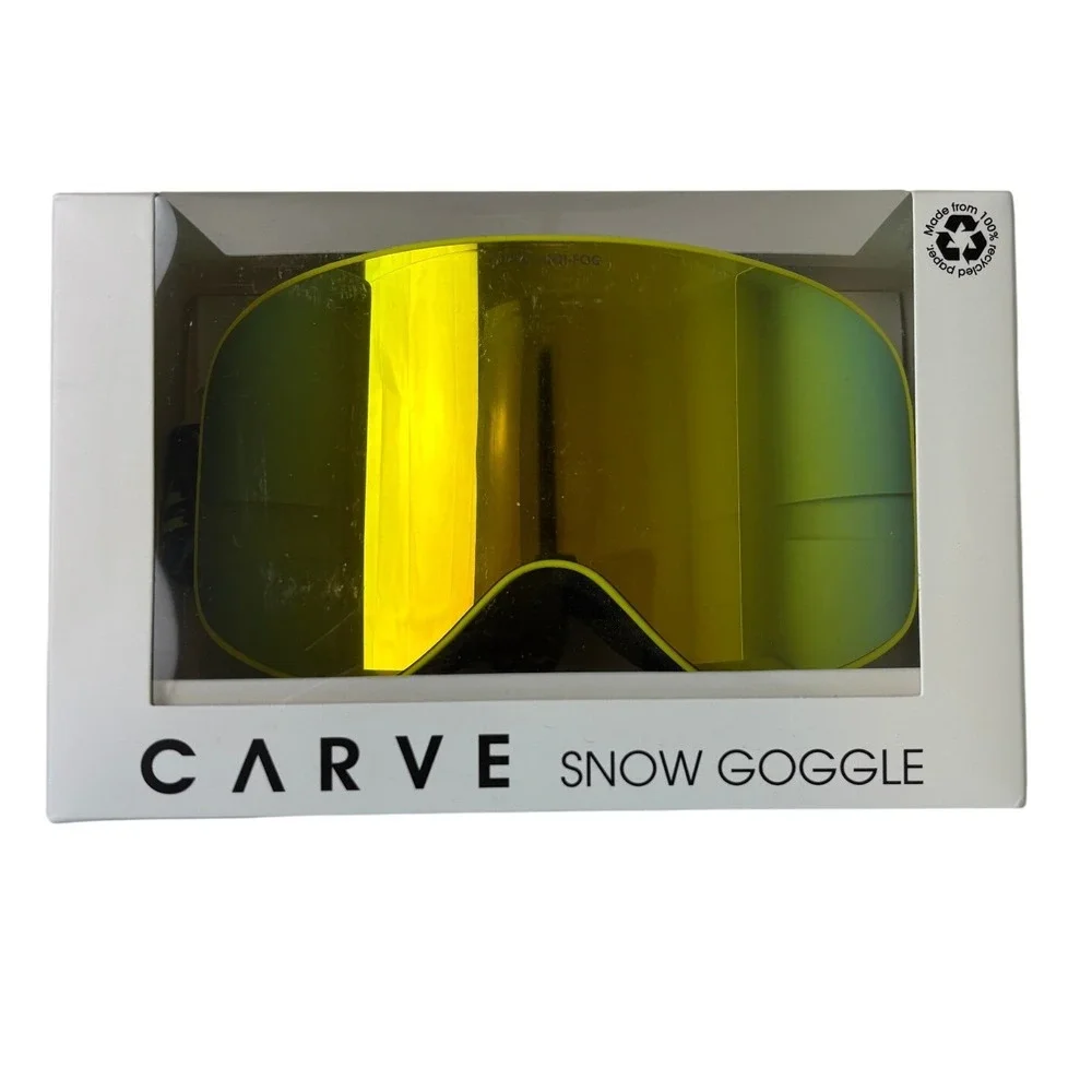 NEW Carve Frother Snow Goggles Yellow Unisex M 6220-19 Matte Fluro‎ Mirror Lens